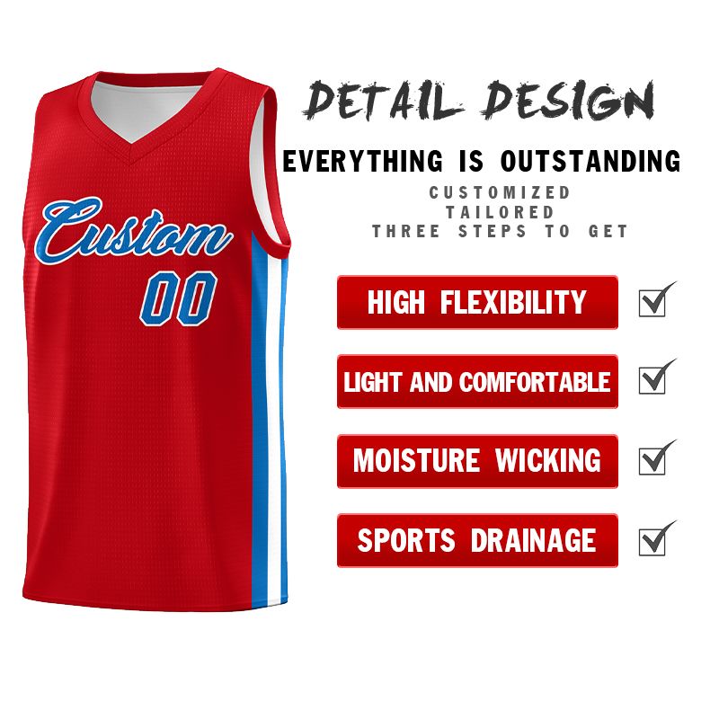 Custom Red Blue-White Classic Sets Sports Uniform Basketball Jersey