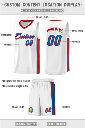 Custom White Blue-Red Classic Sets Sports Uniform Basketball Jersey