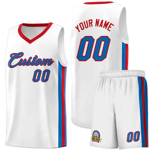 Custom White Blue-Red Classic Sets Sports Uniform Basketball Jersey