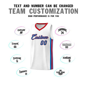 Custom White Blue-Red Classic Sets Sports Uniform Basketball Jersey