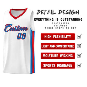 Custom White Blue-Red Classic Sets Sports Uniform Basketball Jersey