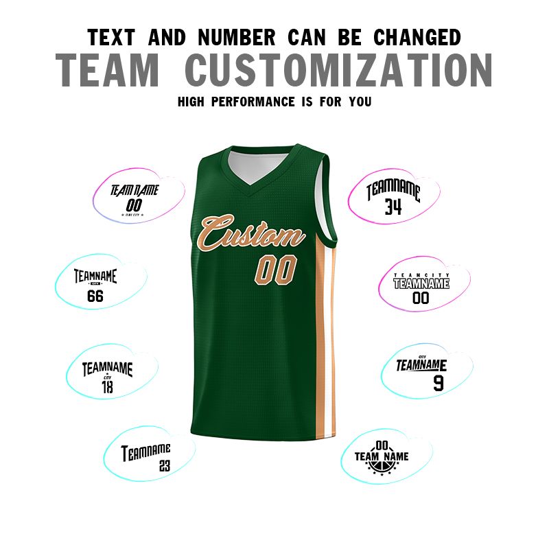 Custom Green Old Gold-White Classic Sets Sports Uniform Basketball Jersey