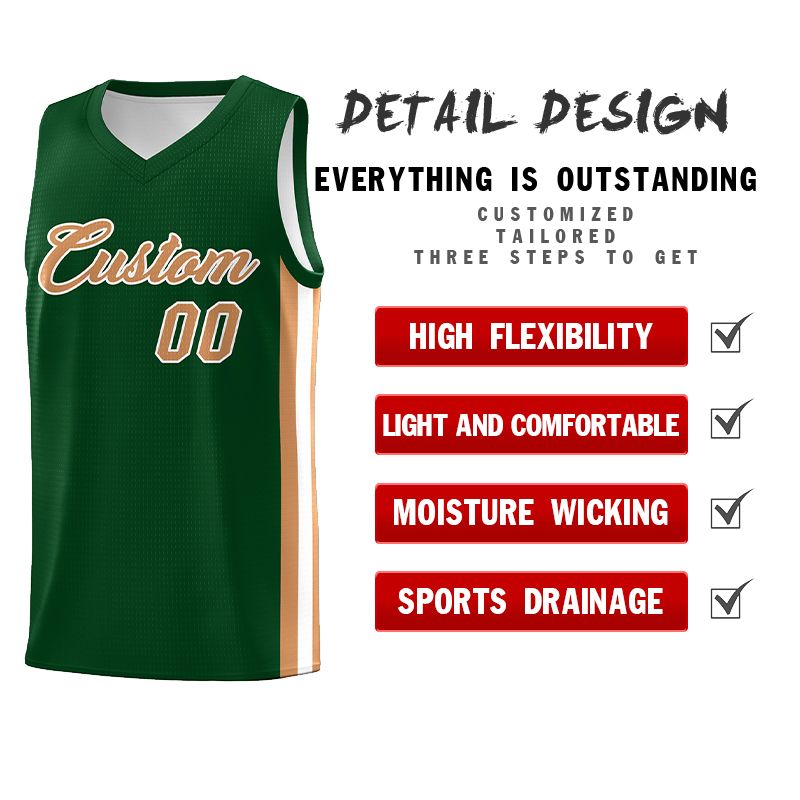 Custom Green Old Gold-White Classic Sets Sports Uniform Basketball Jersey