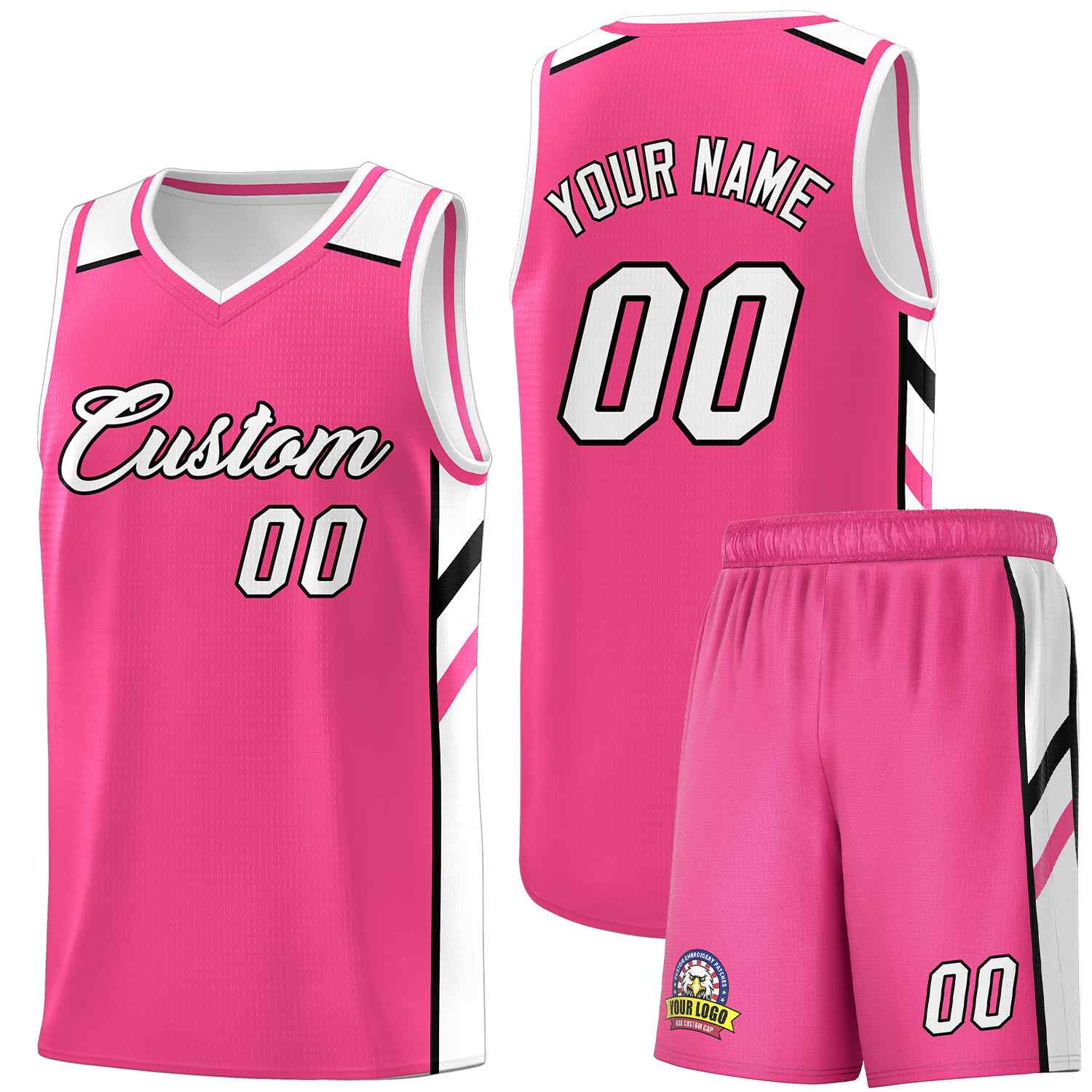 Ensembles classiques rose blanc-noir personnalisés, maillot de basket-ball uniforme de sport