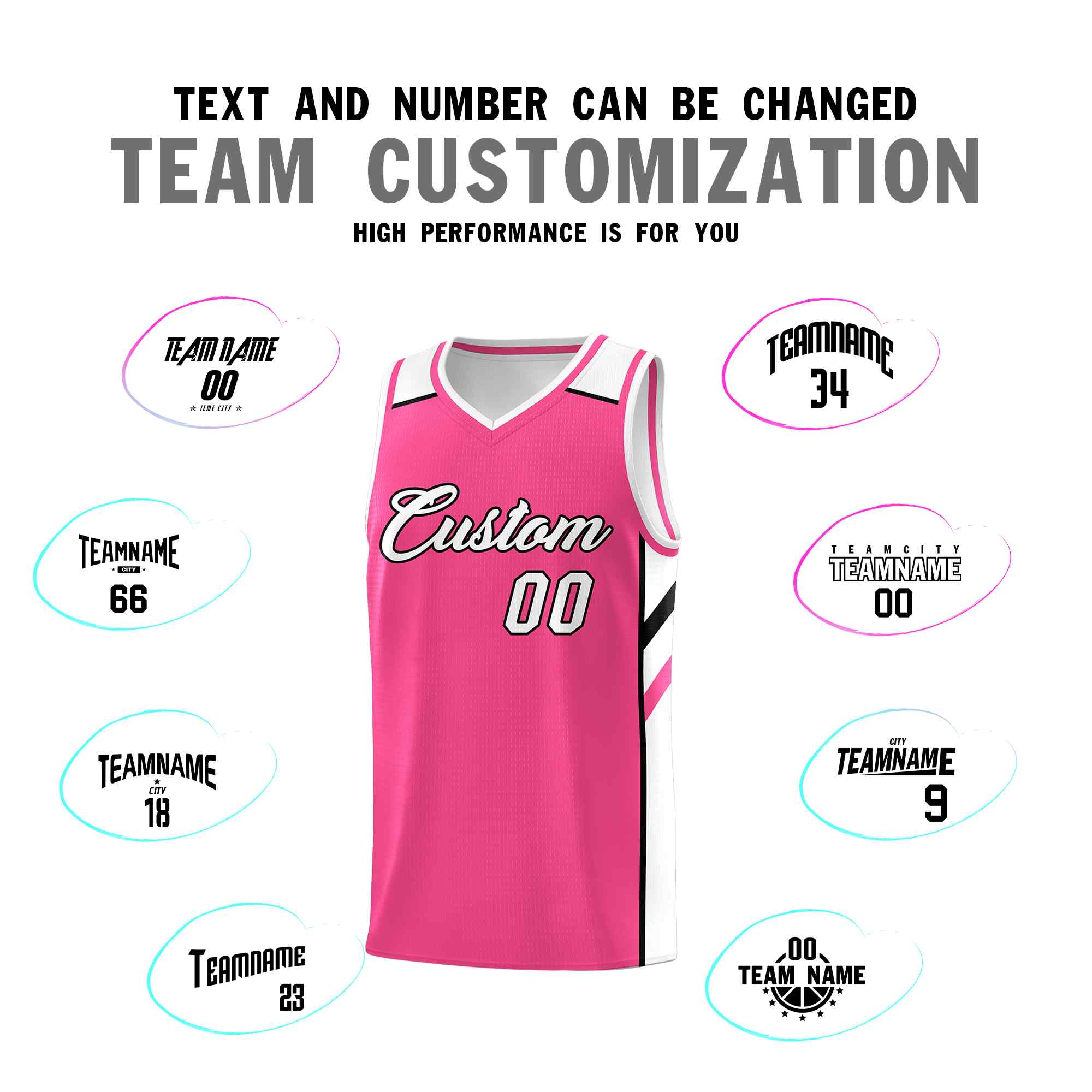 Custom Pink White-Black Classic Sets Sports Uniform Basketball Jersey