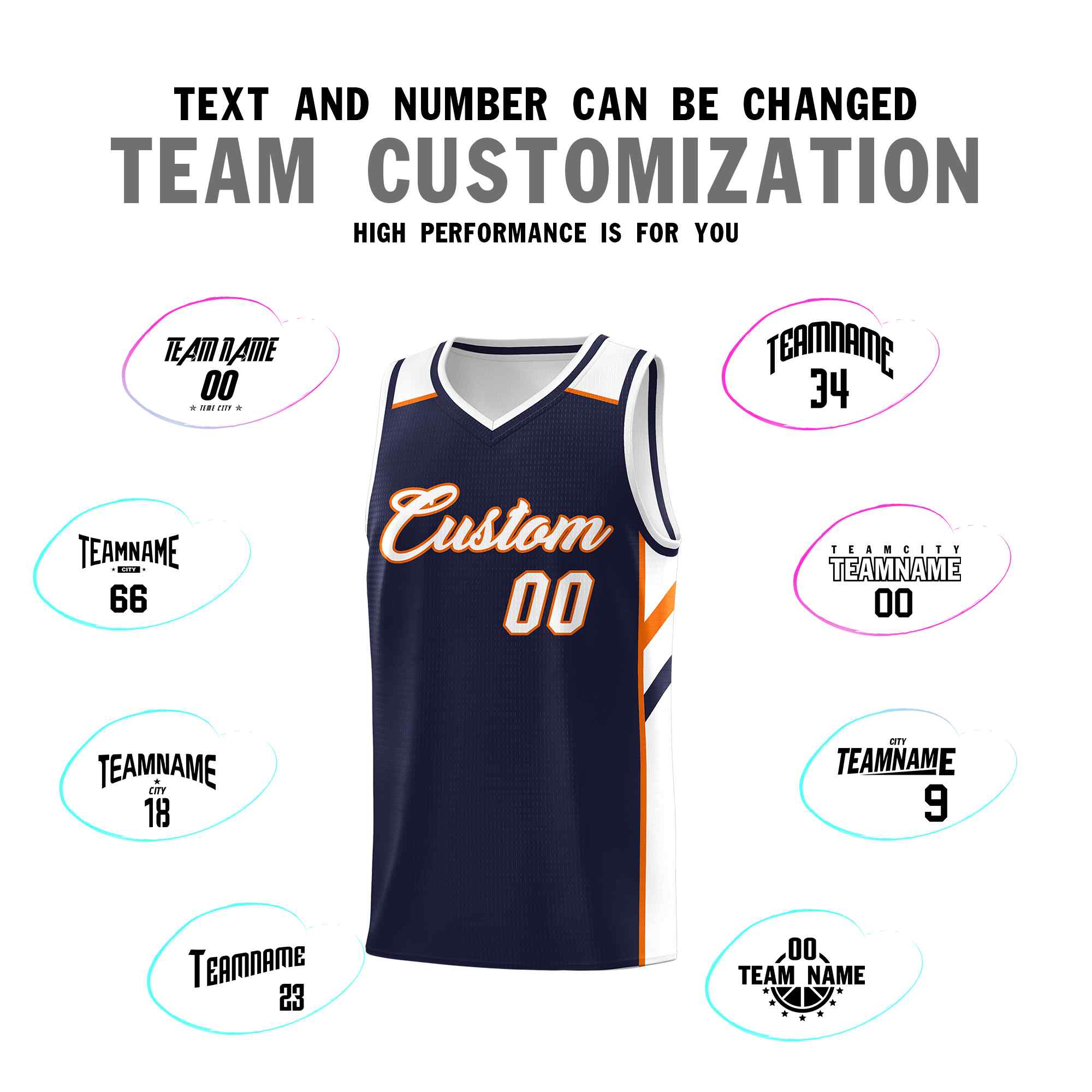 Custom Navy White-Orange Classic Sets Sports Uniform Basketball Jersey