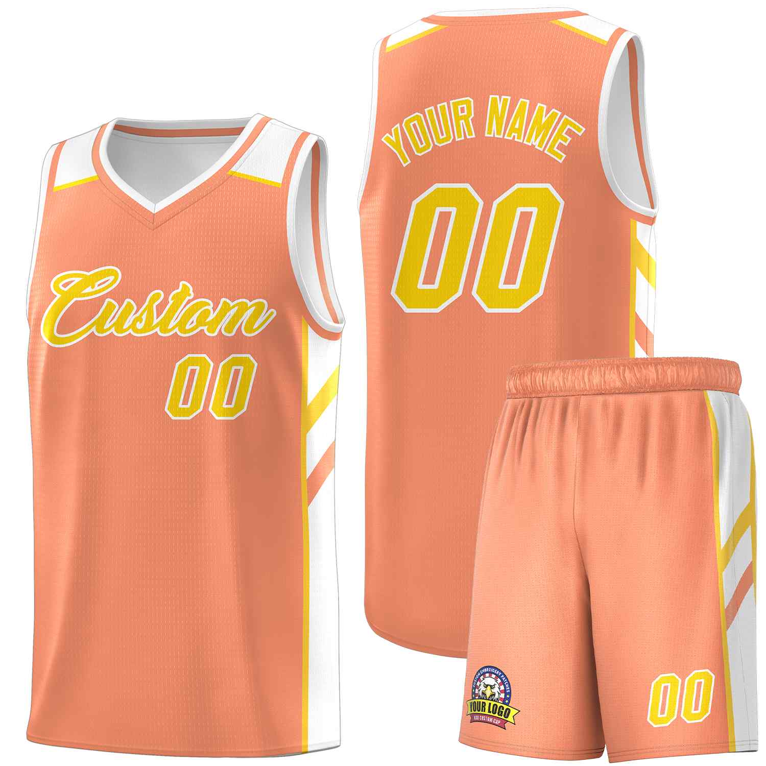 Maillot de basket-ball uniforme de sport, ensembles classiques Orange jaune-blanc personnalisés