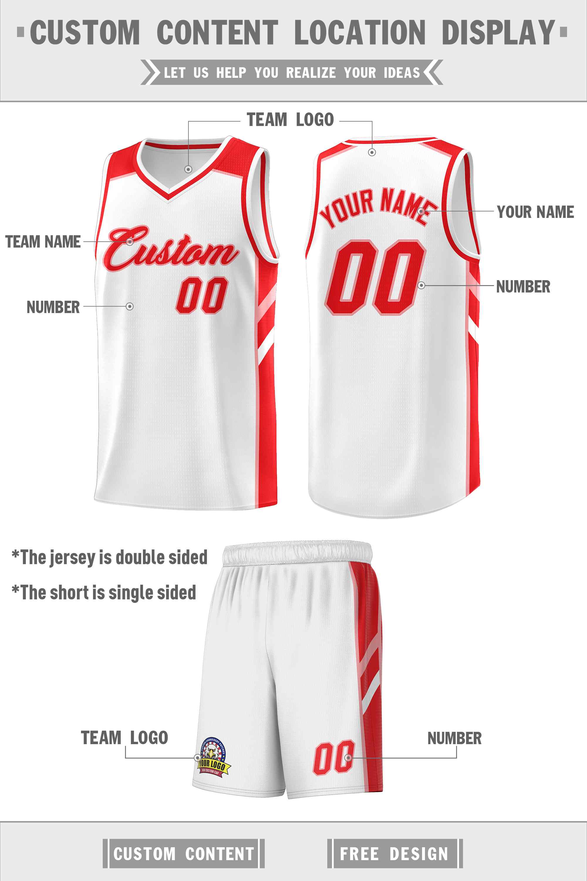 Custom White Red-Pink Classic Sets Sports Uniform Basketball Jersey