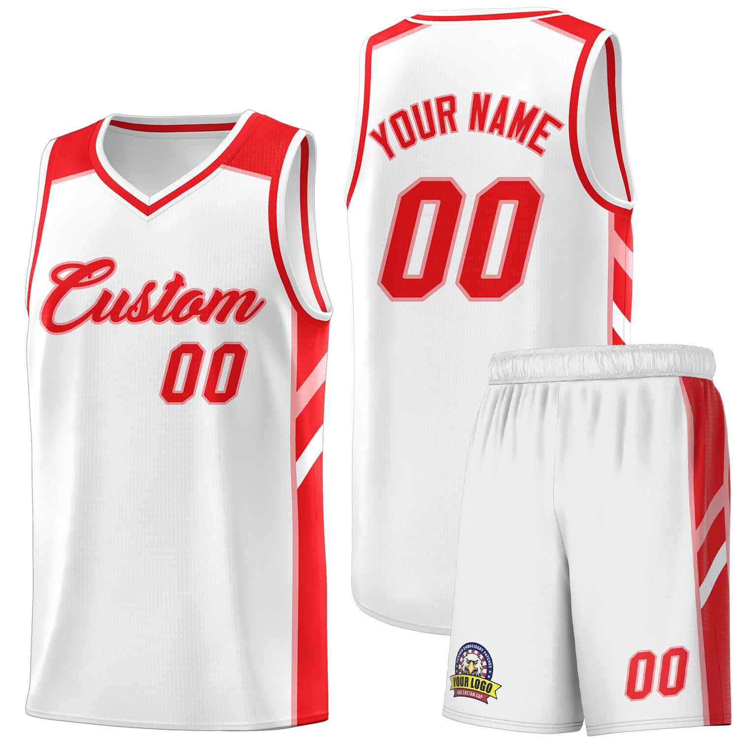 Ensembles classiques personnalisés blanc rouge-rose, maillot de basket-ball uniforme de sport