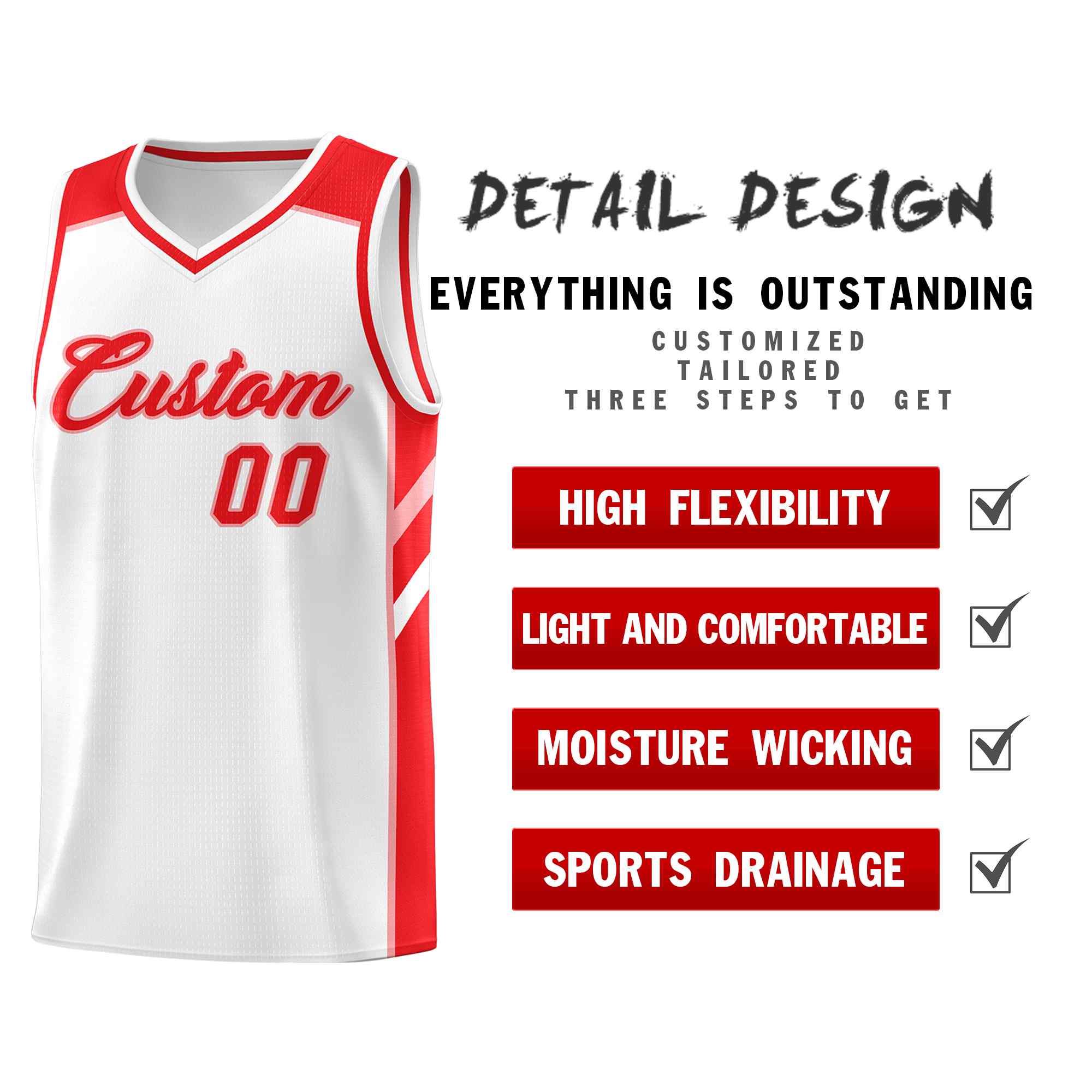 Ensembles classiques personnalisés blanc rouge-rose, maillot de basket-ball uniforme de sport