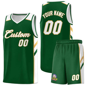 Maillot de basket-ball uniforme de sport, ensembles classiques personnalisés vert blanc-vieil or