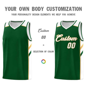 Maillot de basket-ball uniforme de sport, ensembles classiques personnalisés vert blanc-vieil or