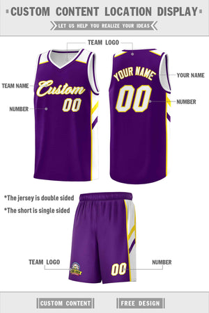 Ensemble classique violet blanc-jaune personnalisé, uniforme de sport, maillot de basket-ball