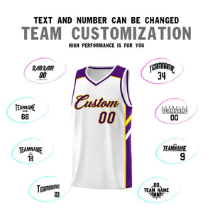 Custom White Purple-Yellow Classic Sets Sports Uniform Basketball Jersey