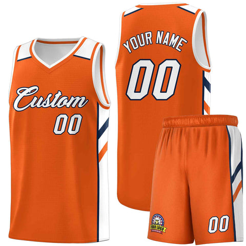 Custom Orange White-Navy Classic Sets Sports Uniform Basketball Jersey
