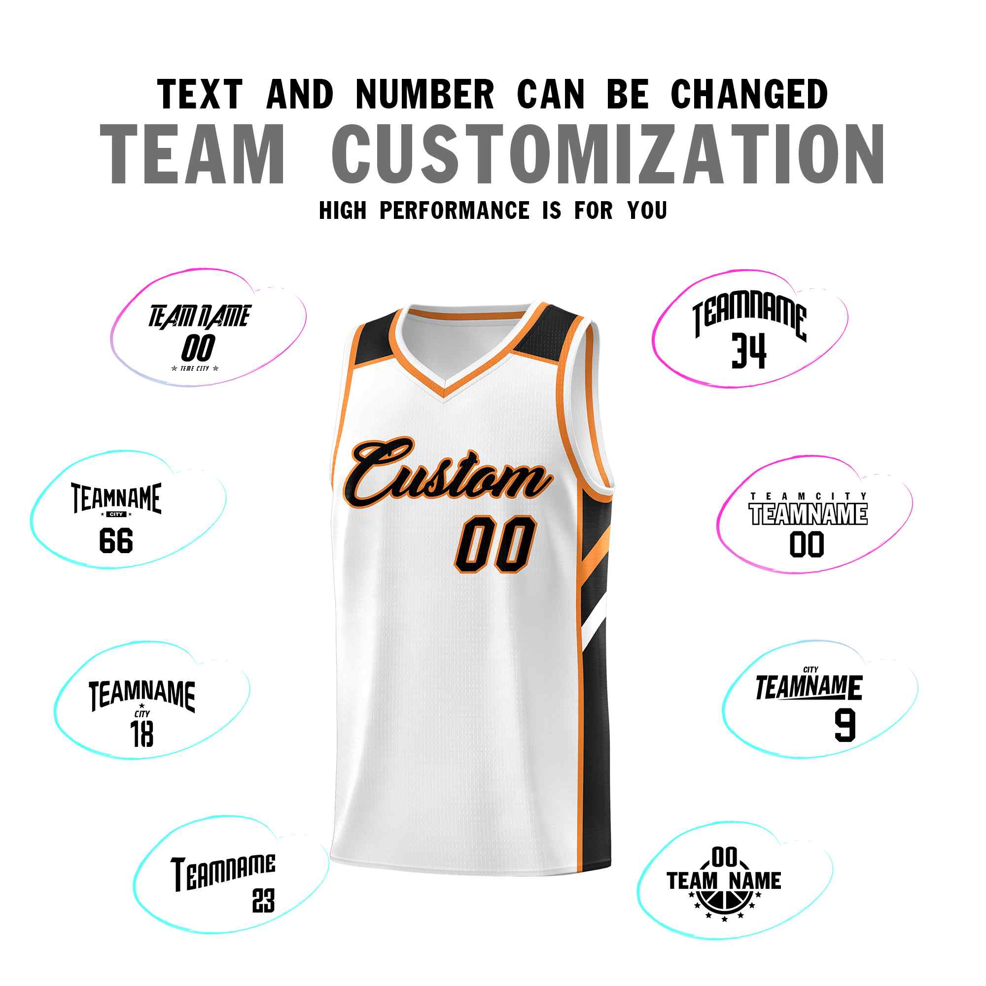 Custom White Black-Orange Classic Sets Sports Uniform Basketball Jersey