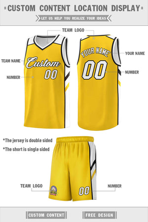 Custom Yellow White-Black Classic Sets Sports Uniform Basketball Jersey