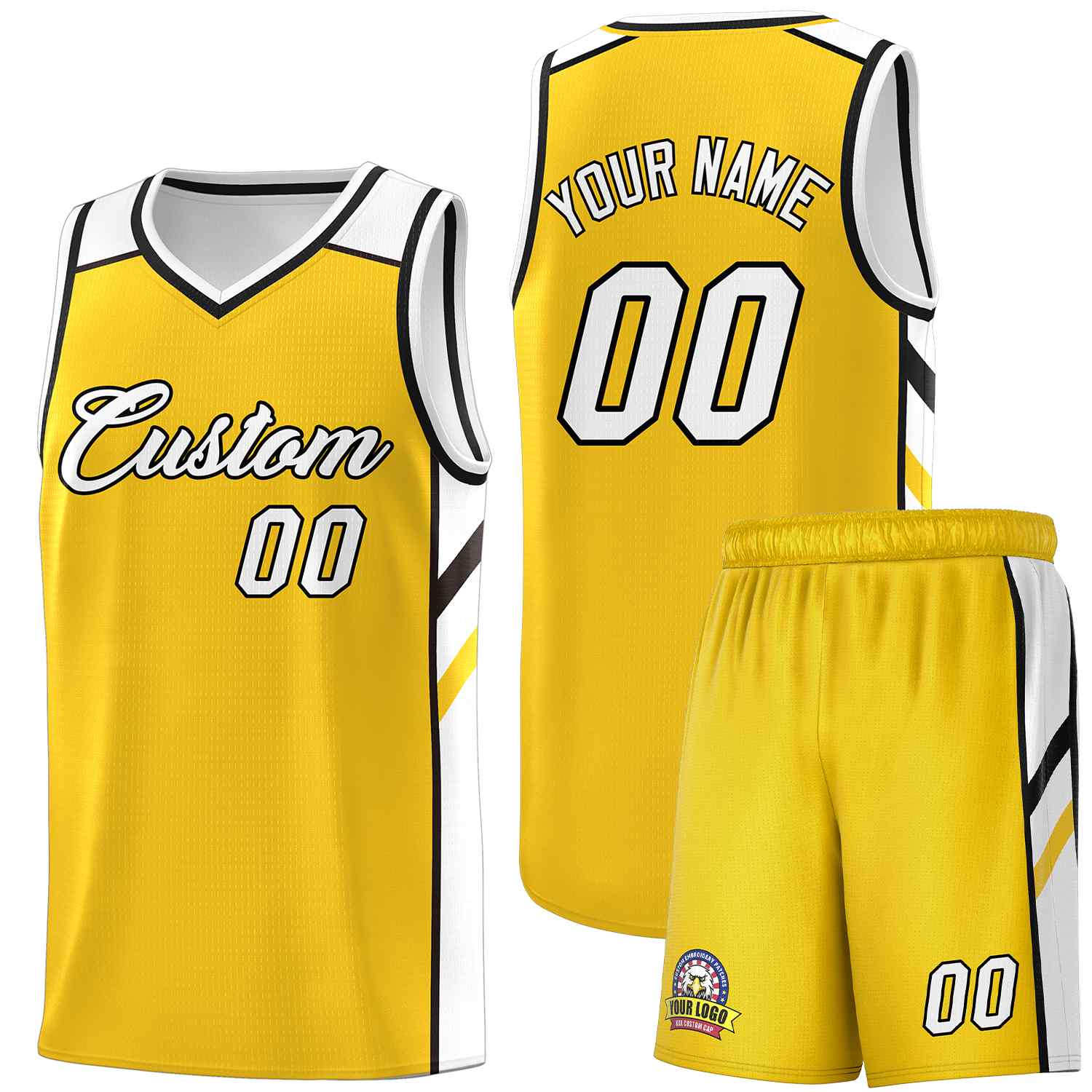 Ensembles classiques jaunes et noirs personnalisés, uniforme de sport, maillot de basket-ball