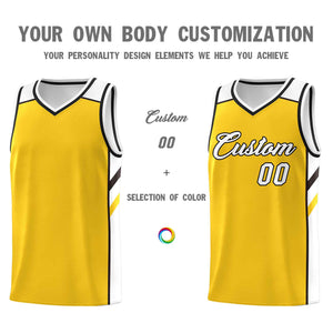 Custom Yellow White-Black Classic Sets Sports Uniform Basketball Jersey