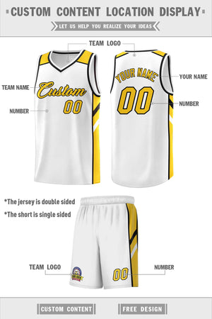 Custom White Yellow-Black Classic Sets Sports Uniform Basketball Jersey