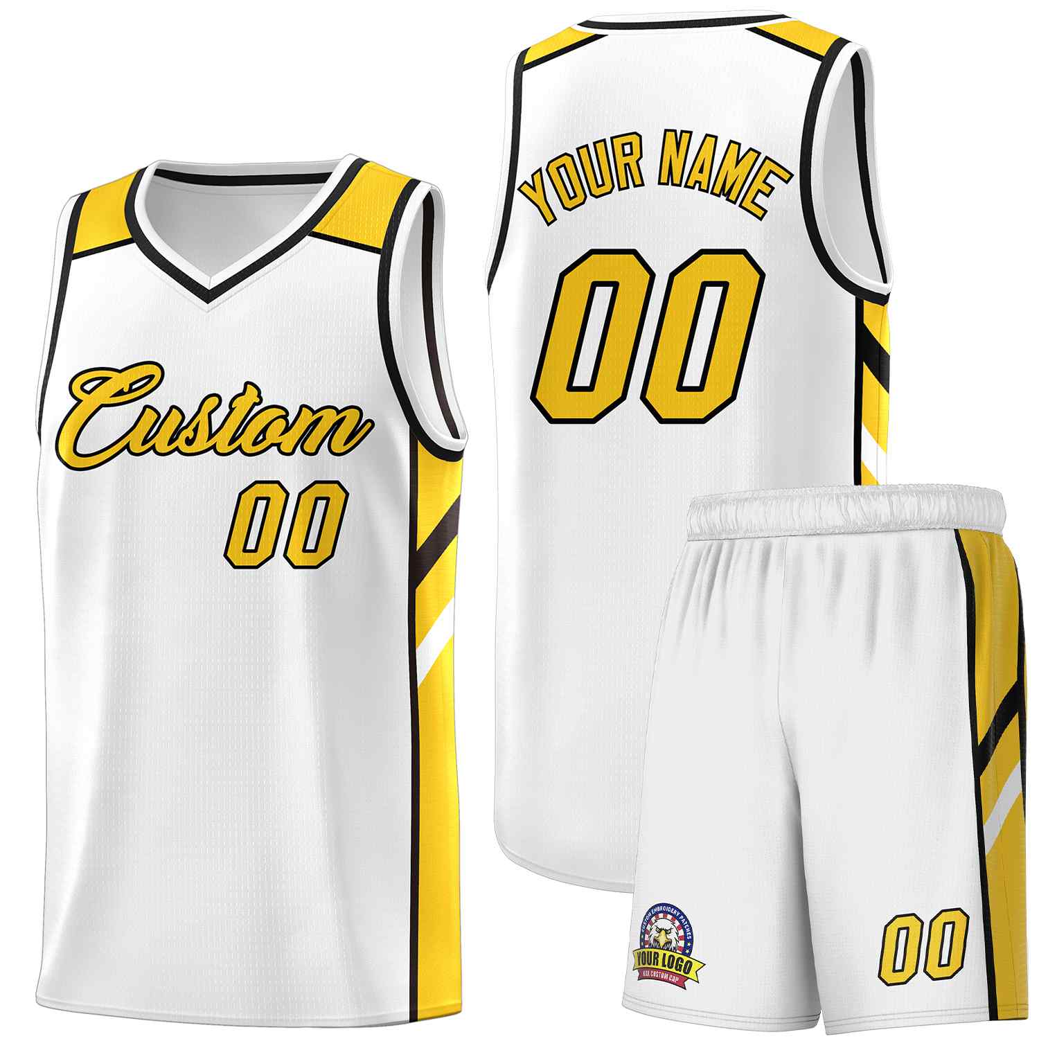 Ensembles classiques personnalisés blanc jaune-noir, maillot de basket-ball uniforme de sport