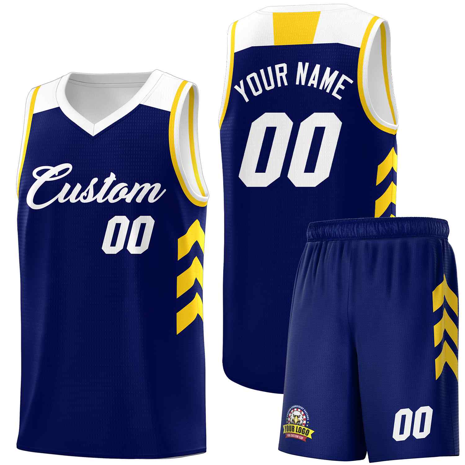 Custom Navy White Classic Sets Sports Uniform Basketball Jersey