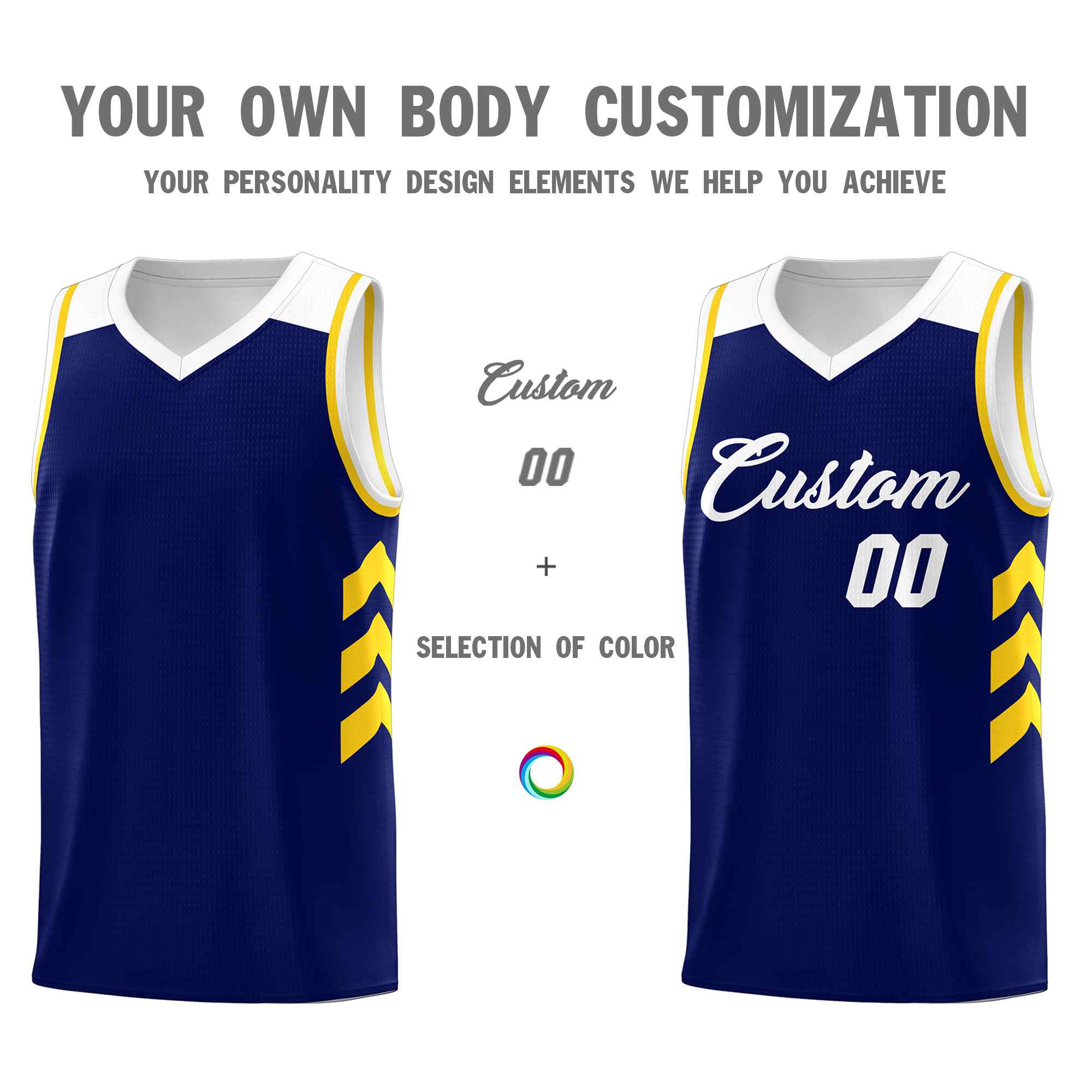 Custom Navy White Classic Sets Sports Uniform Basketball Jersey