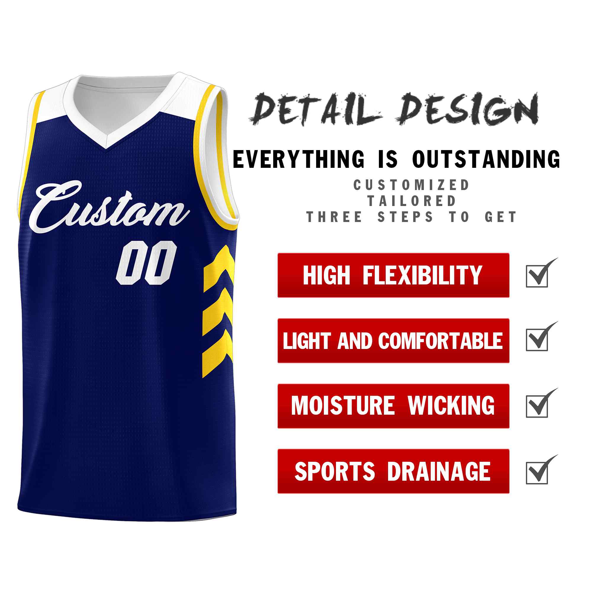 Custom Navy White Classic Sets Sports Uniform Basketball Jersey