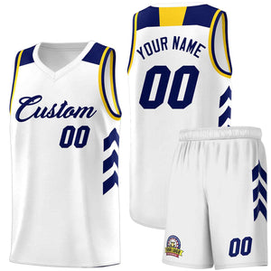 Le classique blanc personnalisé de la marine définit le maillot de basket-ball uniforme de sport