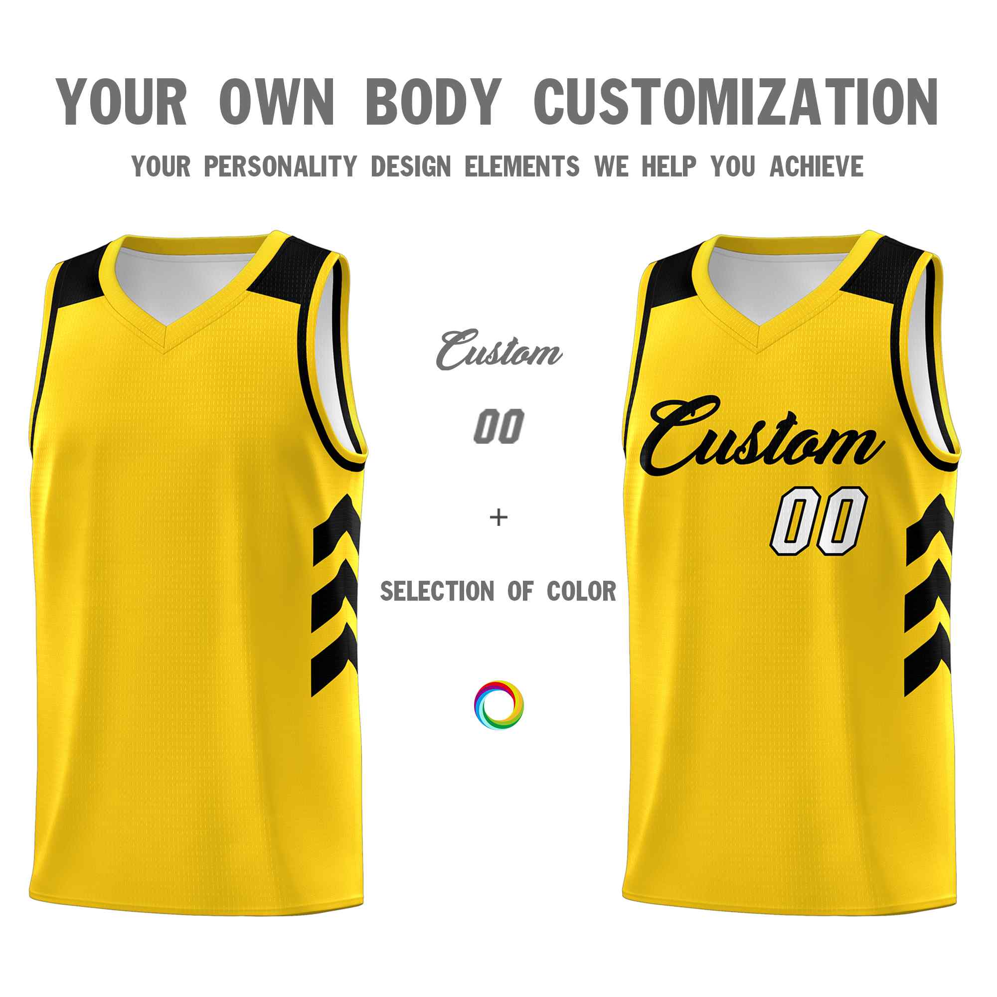 Custom Yellow Black Classic Sets Sports Uniform Basketball Jersey