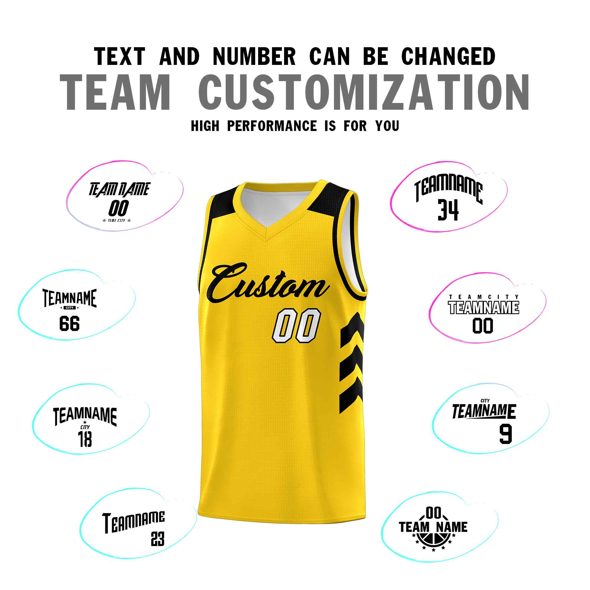 Custom Yellow Black Classic Sets Sports Uniform Basketball Jersey