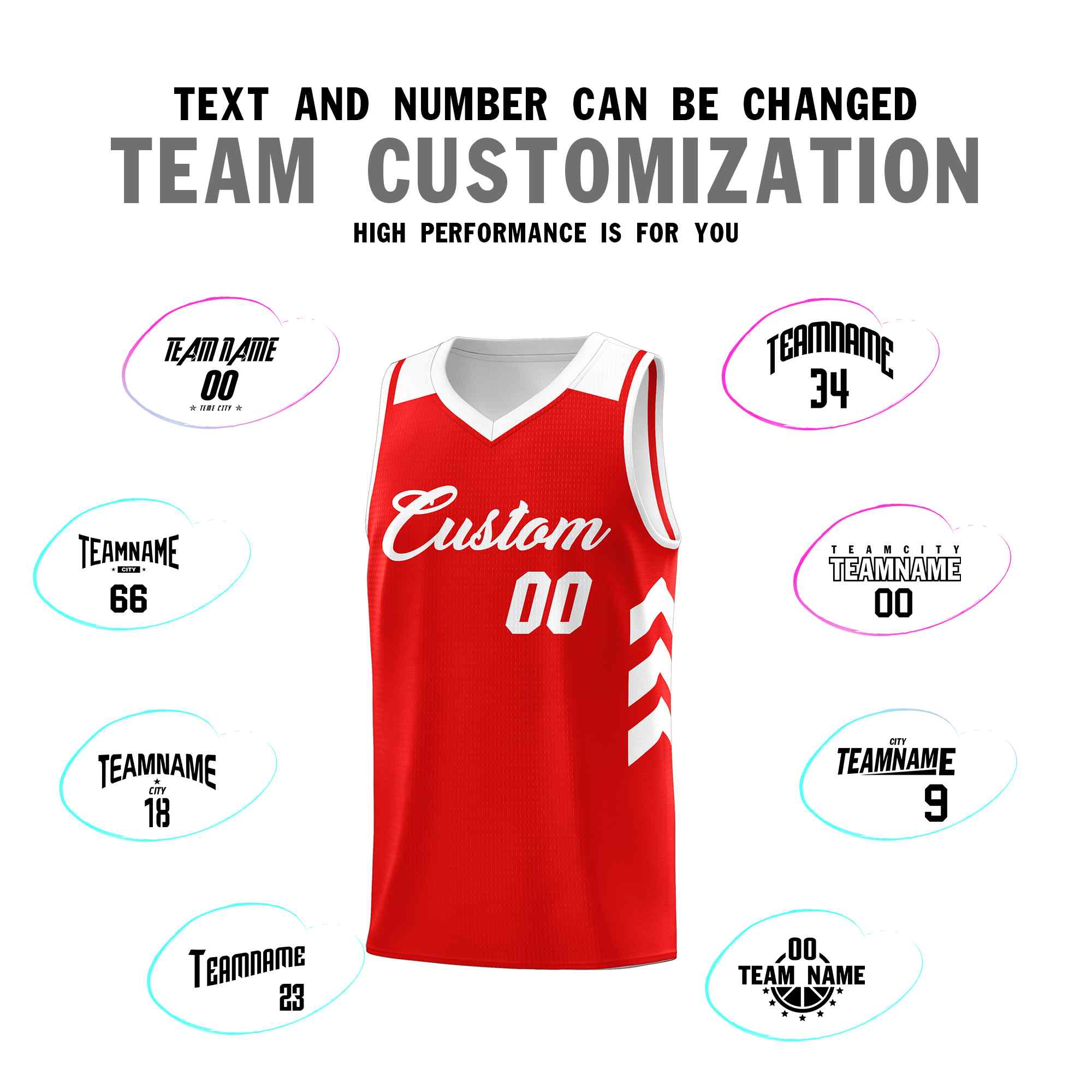 Custom Red White Classic Sets Sports Uniform Basketball Jersey