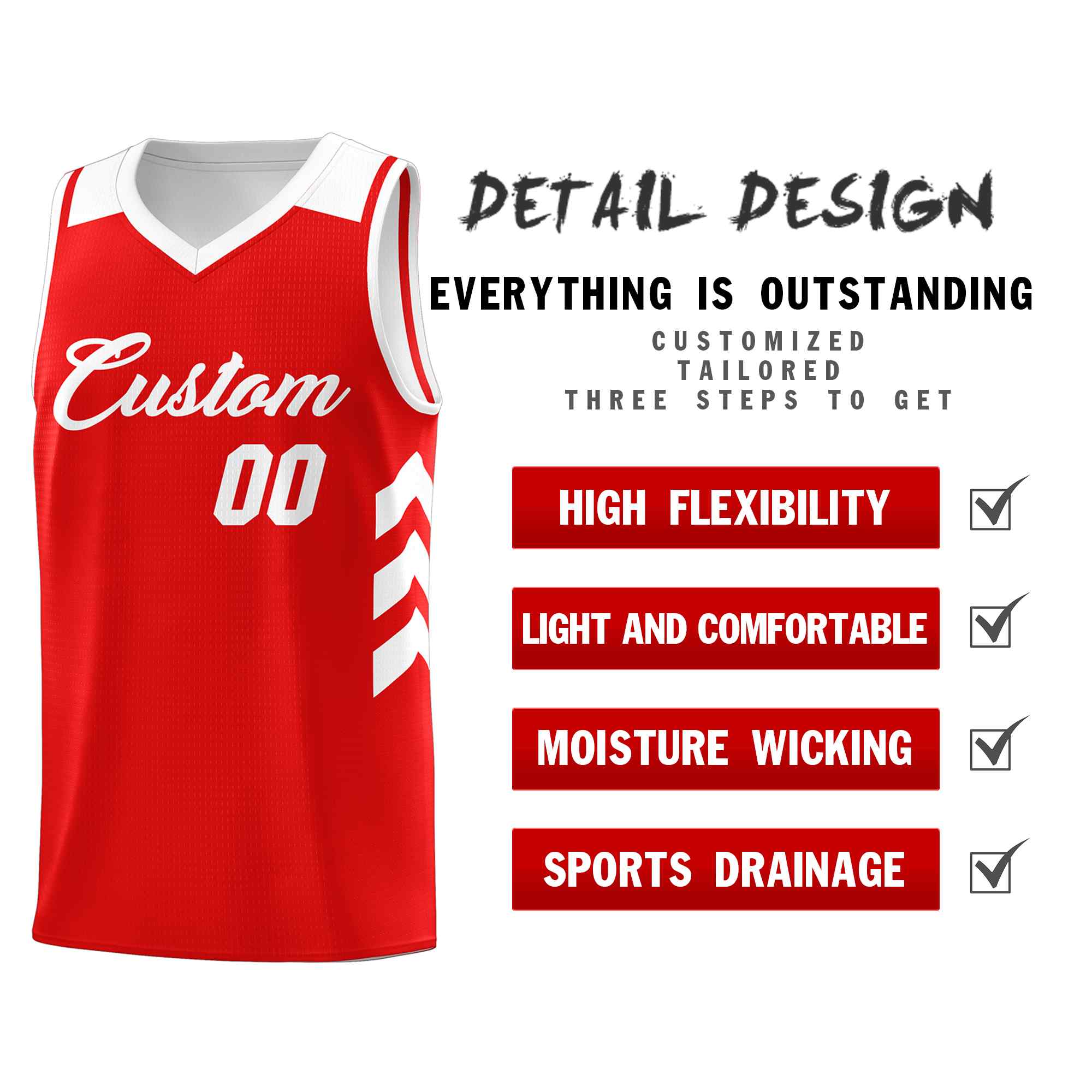 Custom Red White Classic Sets Sports Uniform Basketball Jersey