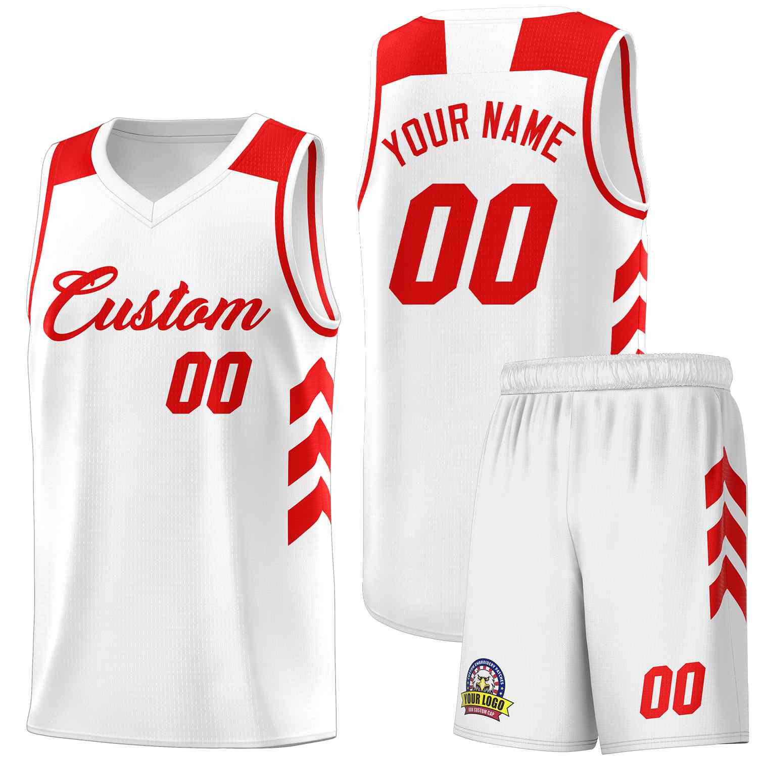 Custom White Red Classic Sets Sports Uniform Basketball Jersey