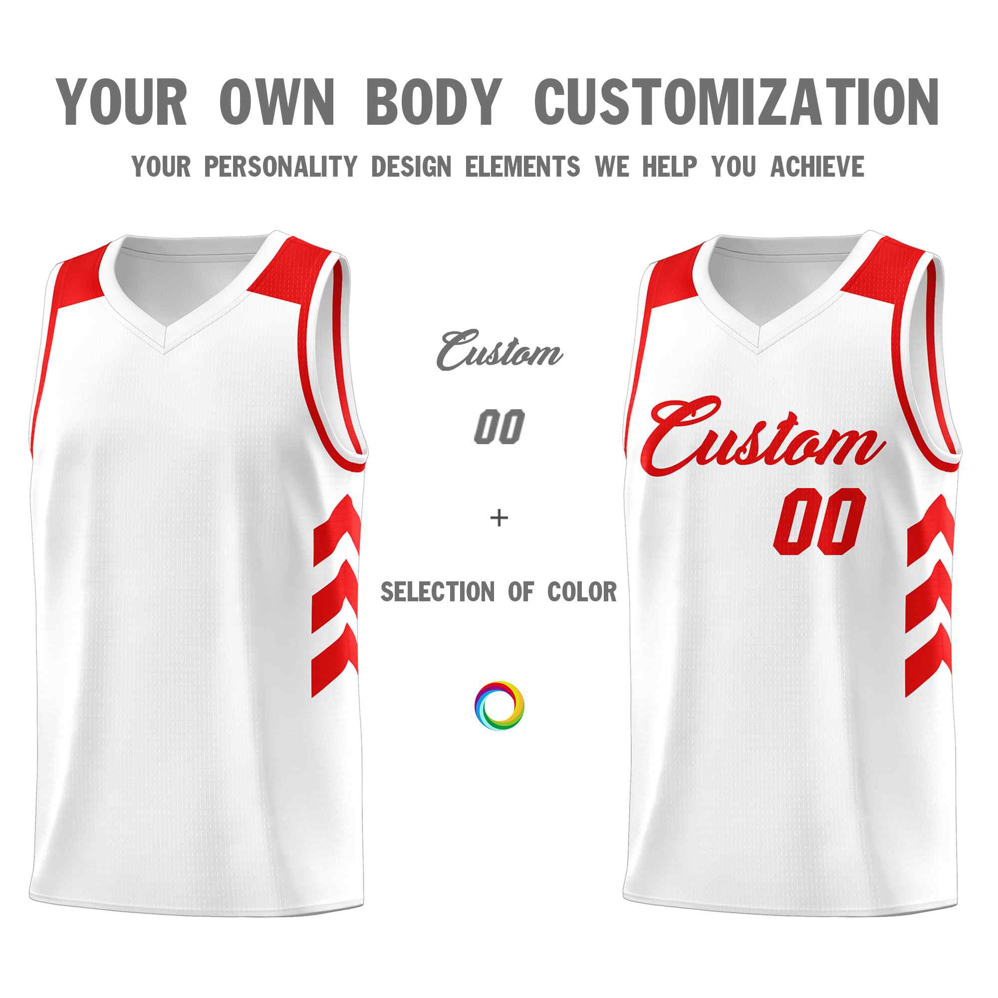 Custom White Red Classic Sets Sports Uniform Basketball Jersey