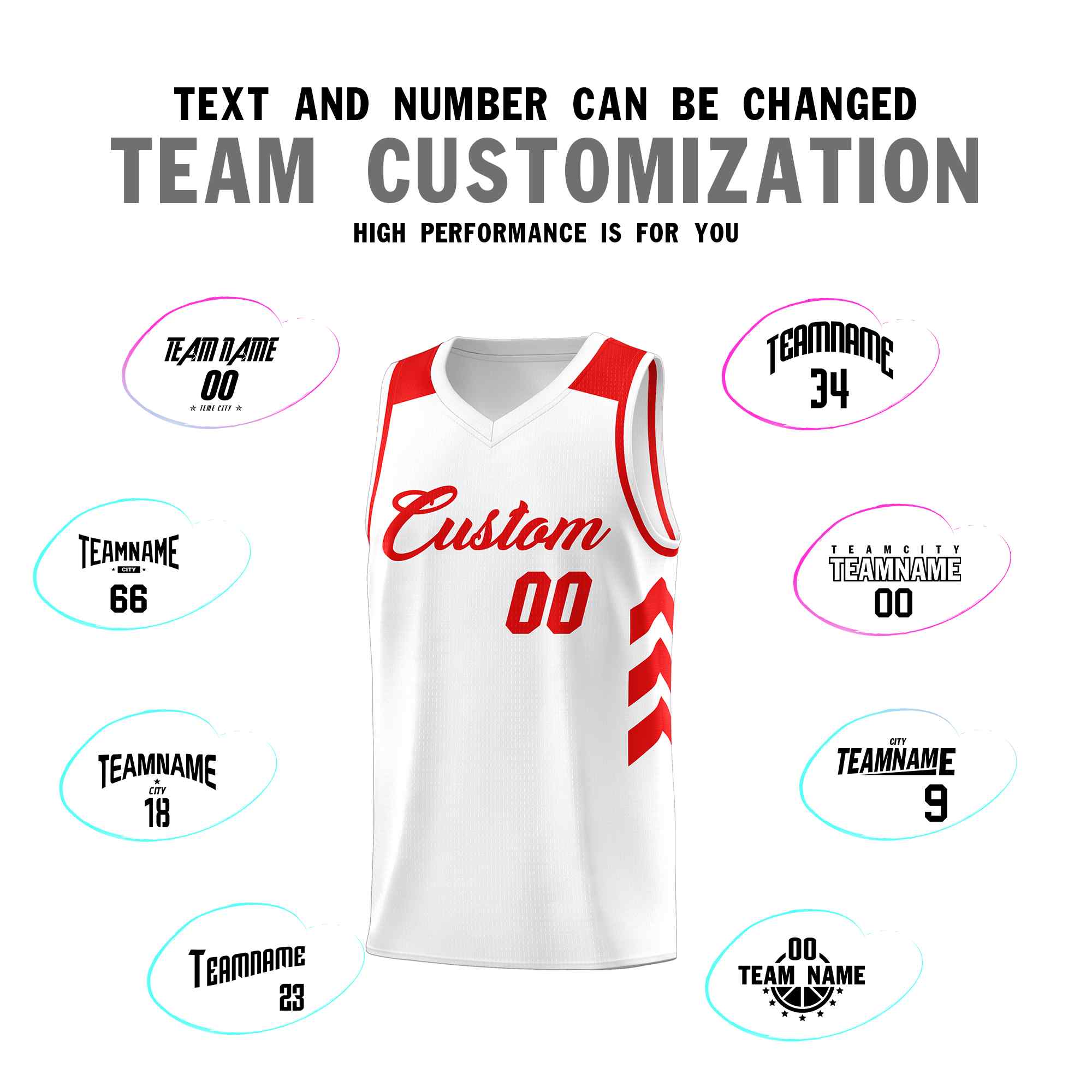 Custom White Red Classic Sets Sports Uniform Basketball Jersey