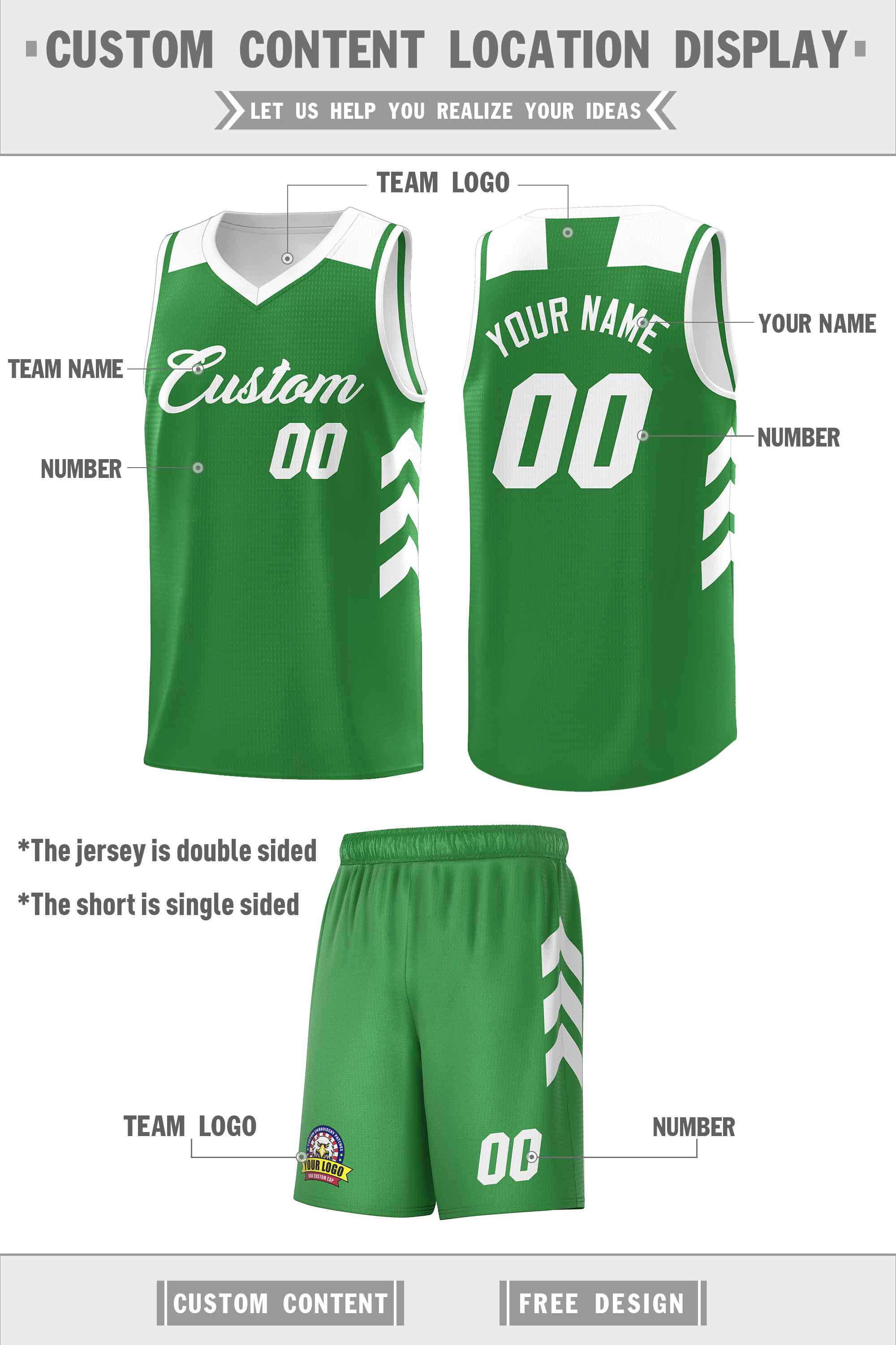 Custom Green White Classic Sets Sports Uniform Basketball Jersey