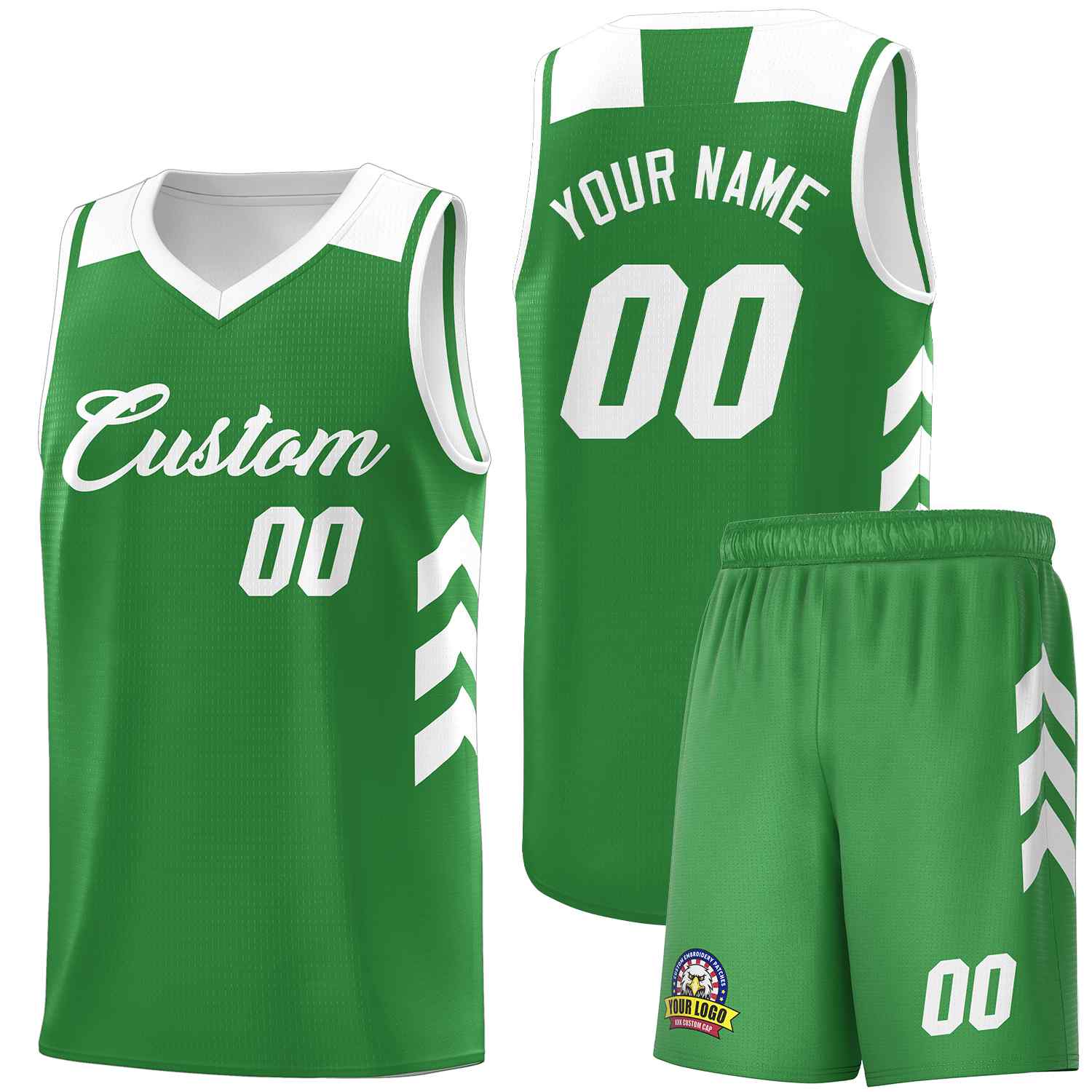 Le classique blanc vert personnalisé définit le maillot de basket-ball uniforme de sport