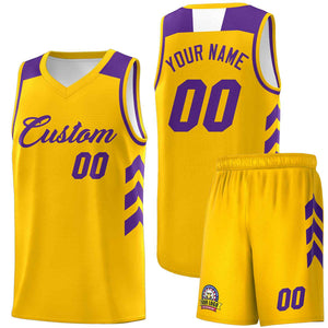 Le classique violet jaune personnalisé définit le maillot de basket-ball uniforme de sport