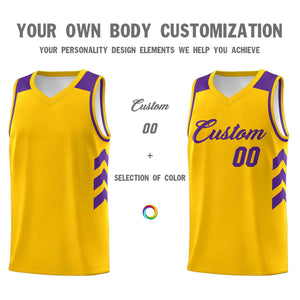 Le classique violet jaune personnalisé définit le maillot de basket-ball uniforme de sport