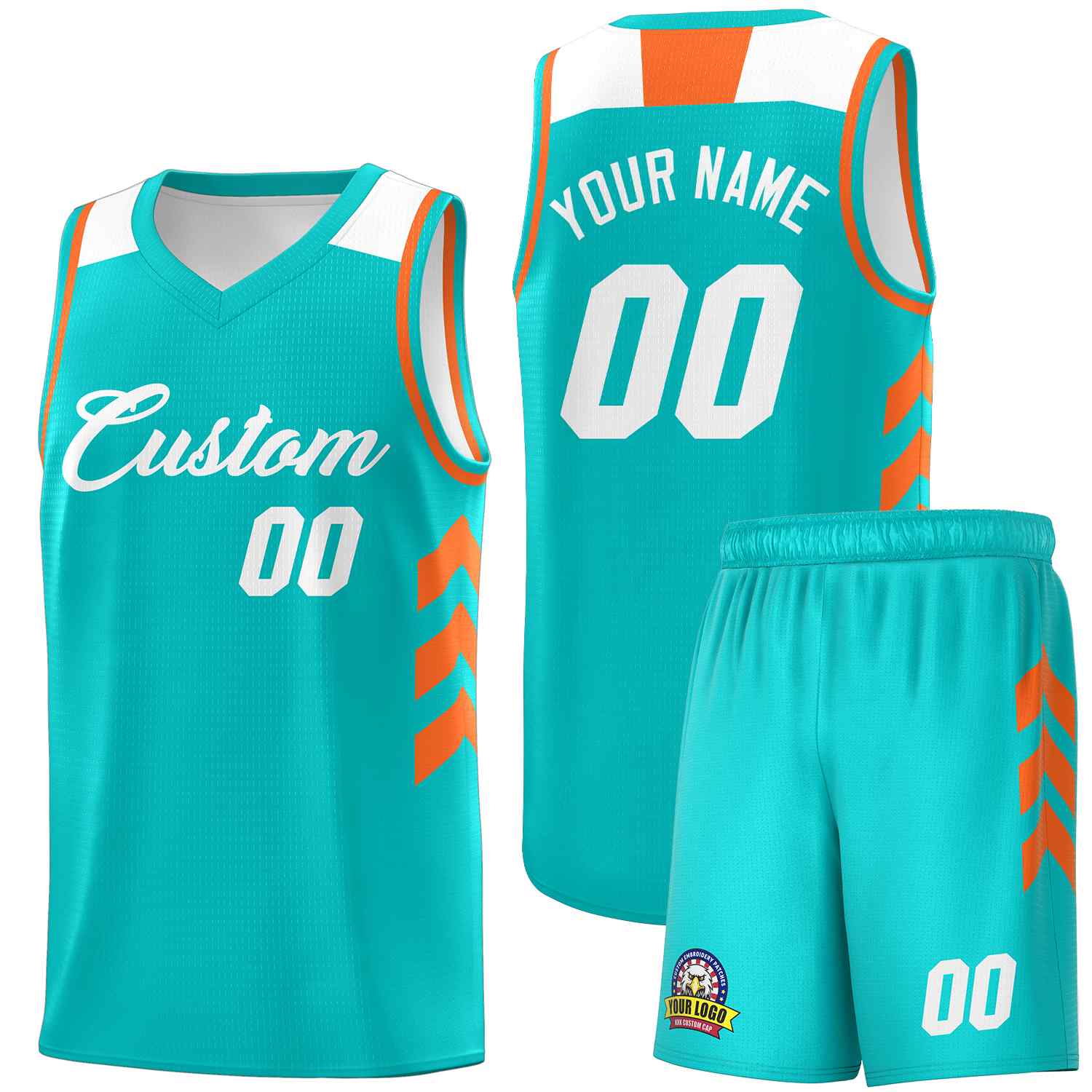 Le classique blanc Aqua personnalisé définit un maillot de basket-ball uniforme de sport