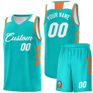 Custom Aqua White Classic Sets Sports Uniform Basketball Jersey