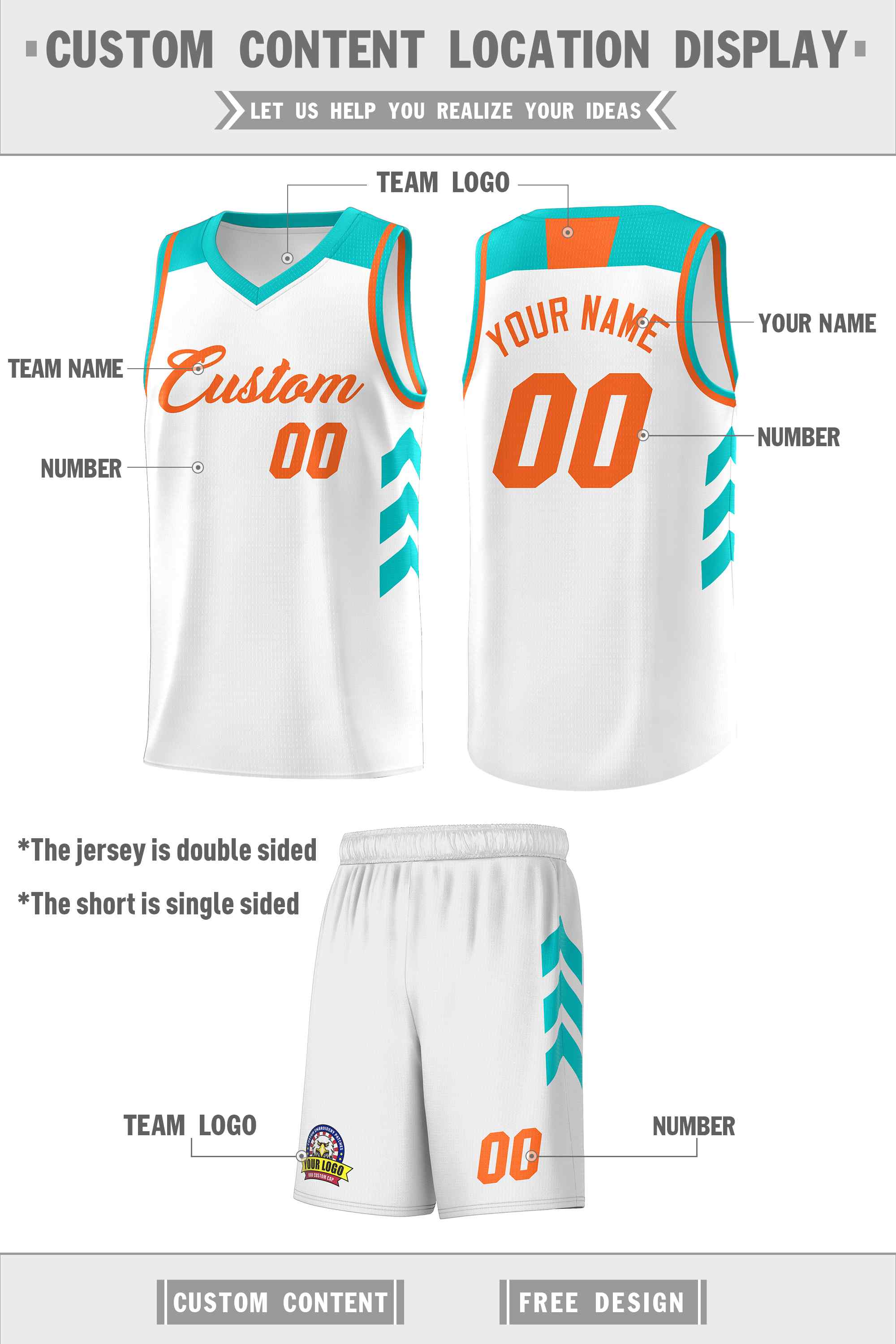 Custom White Orange Classic Sets Sports Uniform Basketball Jersey