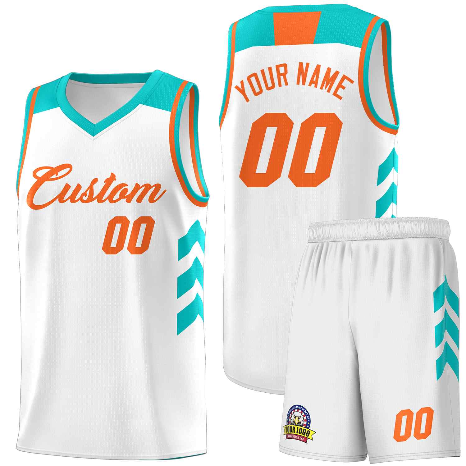 Le classique orange blanc fait sur commande place le maillot uniforme de basket-ball de sports