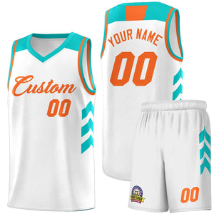 Le classique orange blanc fait sur commande place le maillot uniforme de basket-ball de sports