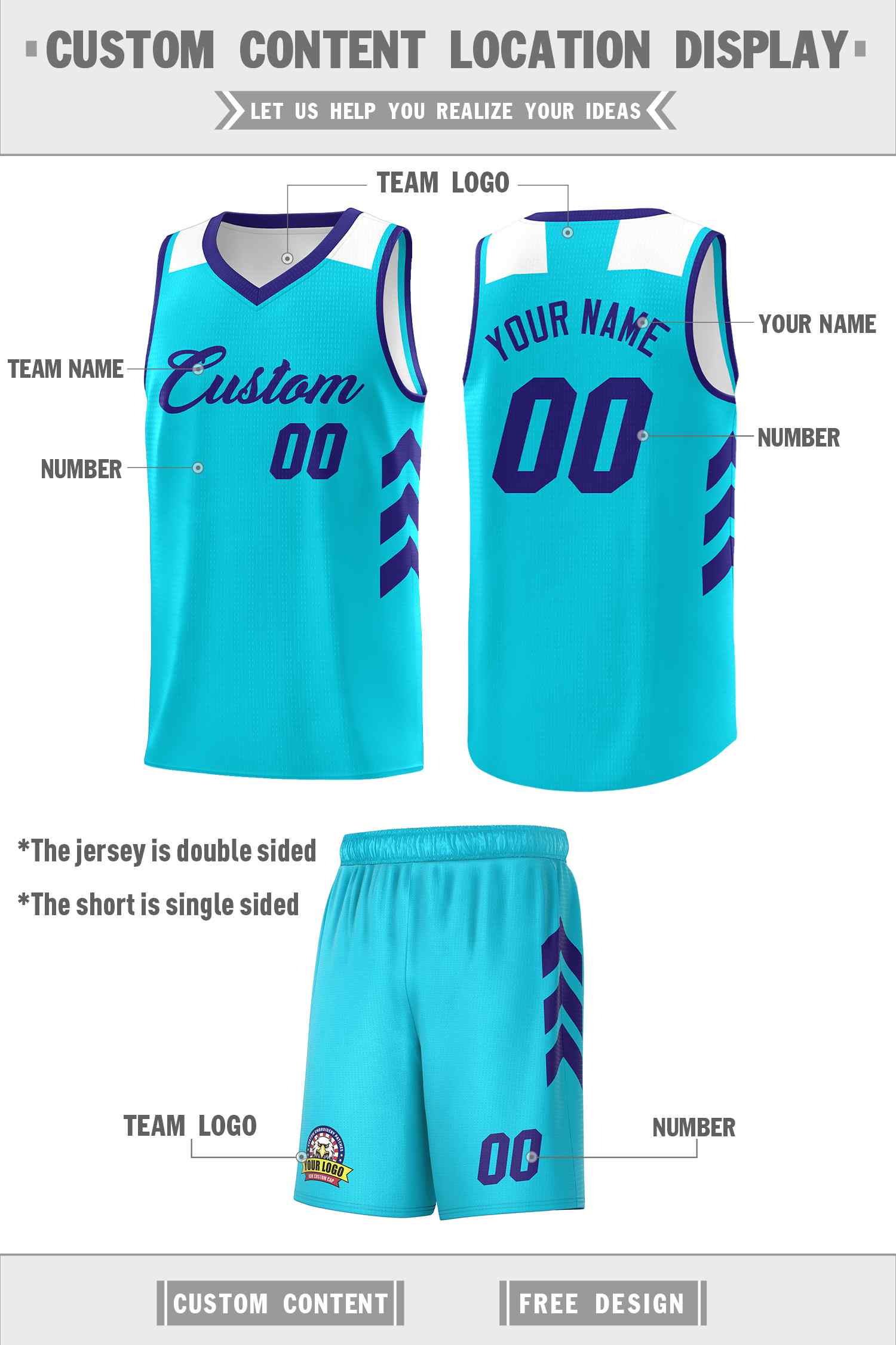 KXK Custom Aqua Royal Classic Sets Sports Uniform Basketball Jersey