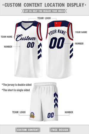 Custom White Navy Classic Sets Sports Uniform Basketball Jersey