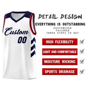 Custom White Navy Classic Sets Sports Uniform Basketball Jersey