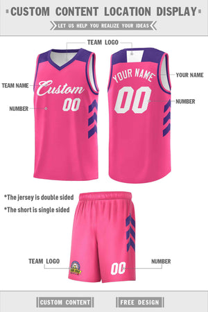 Custom Pink White Classic Sets Sports Uniform Basketball Jersey