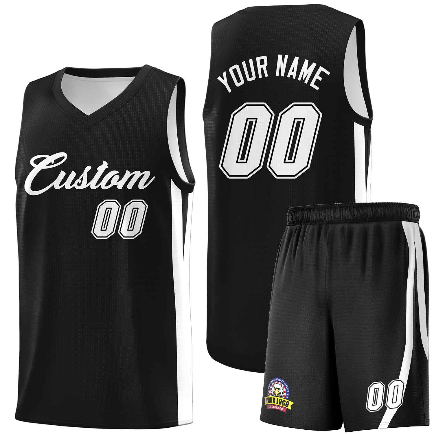 Custom Black White Classic Sets Sports Uniform Basketball Jersey